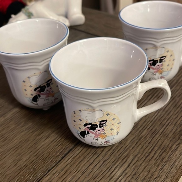 Set Of 3 Vintage Newcor "Kitchen Kow Chef"Stoneware Cups -8 Oz​ - Picture 1 of 2